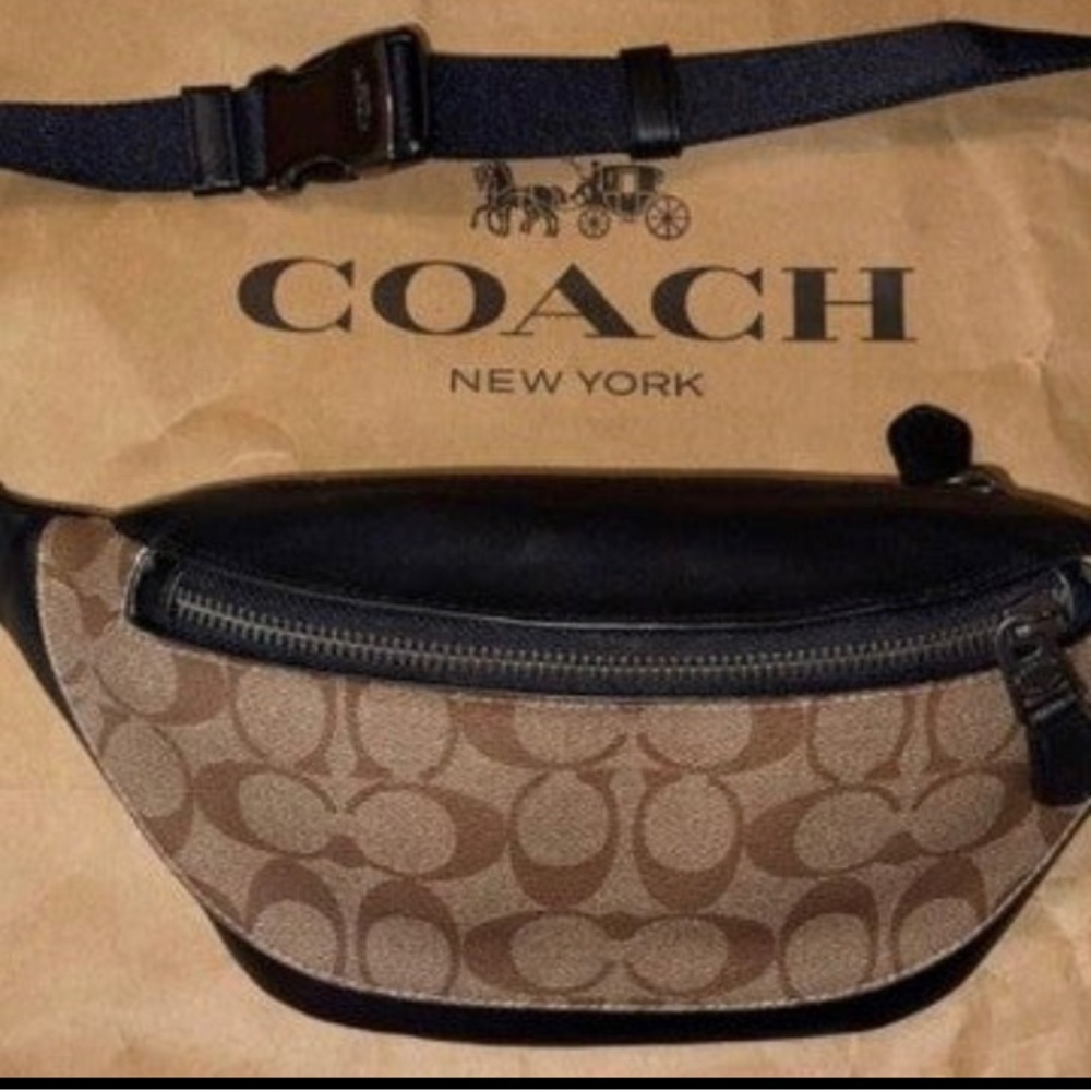 Coach Warren Calf Leather Mini Belt Bag in Signature Canvas